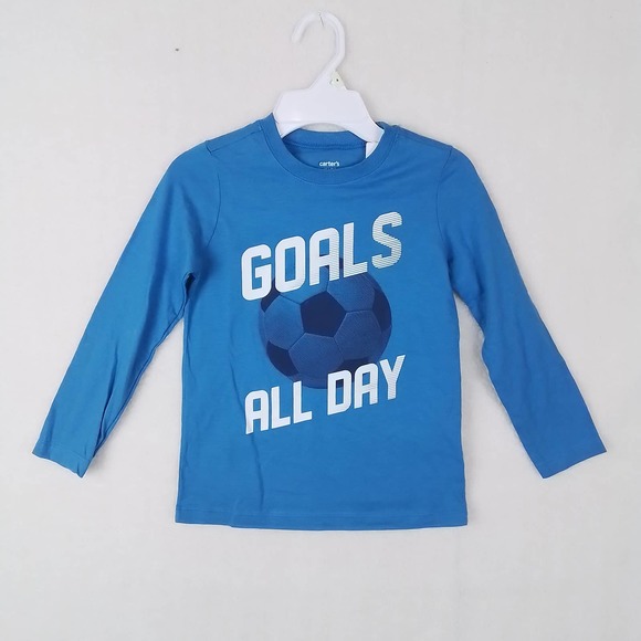 Carter's Other - Carter's Kid Boy's Long Sleeve Cotton Graphic Tee‎ Size 4 in Blue w/ Soccer Ball